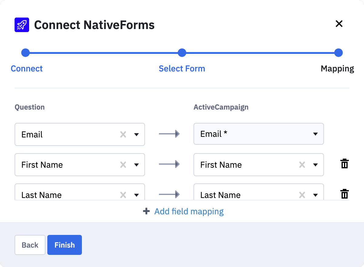 Connect form with ActiveCampaign