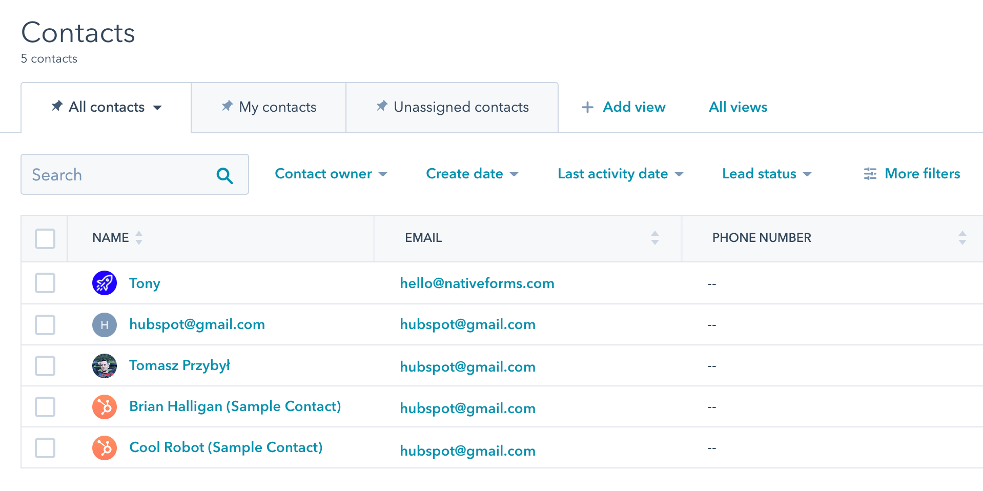 Automatically create contacts in HubSpot