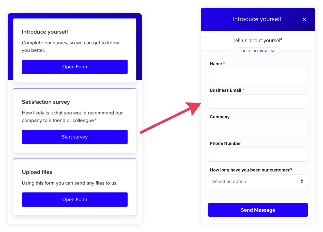 Add forms to Intercom Messenger