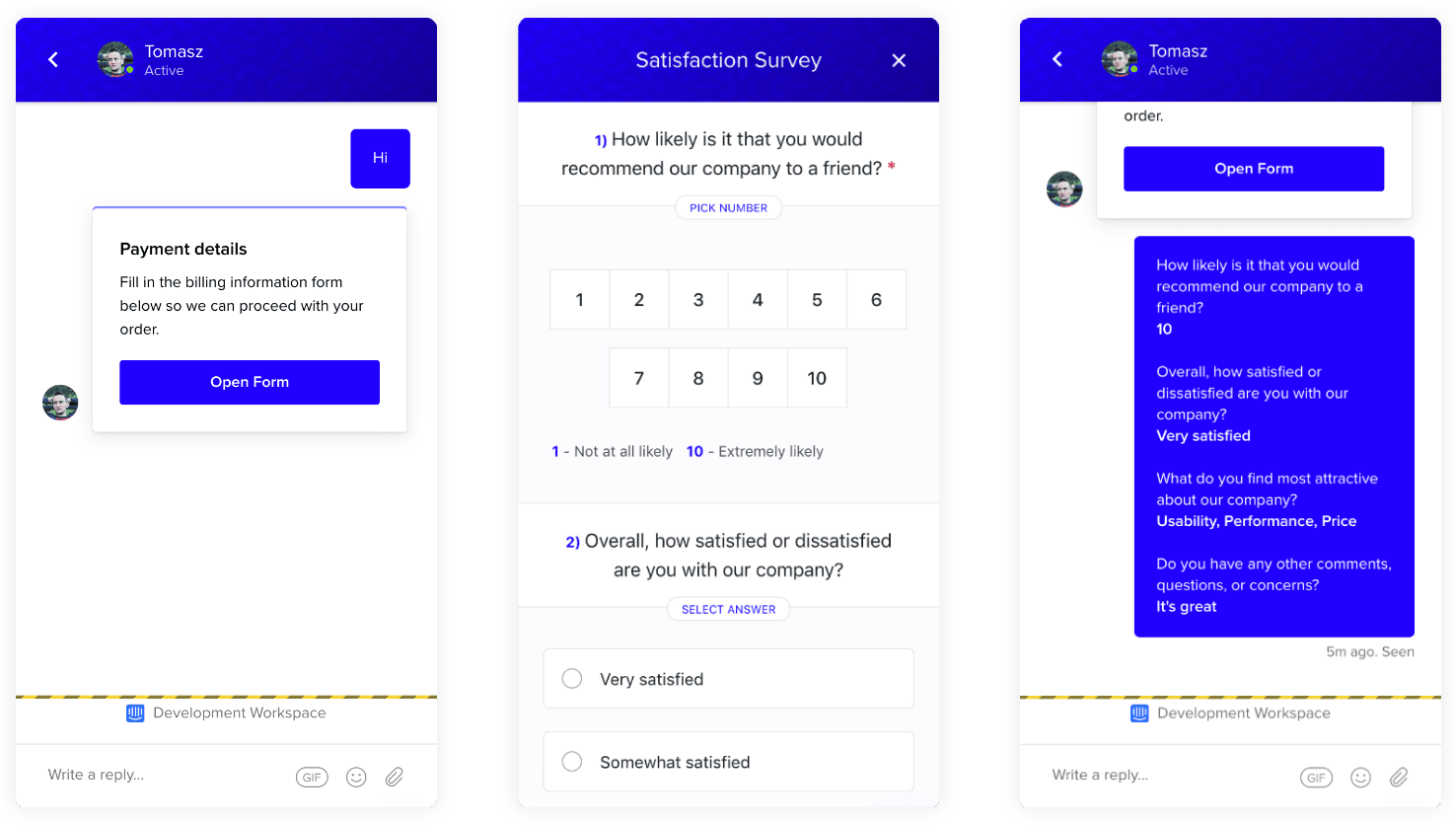 Add forms to Intercom conversation