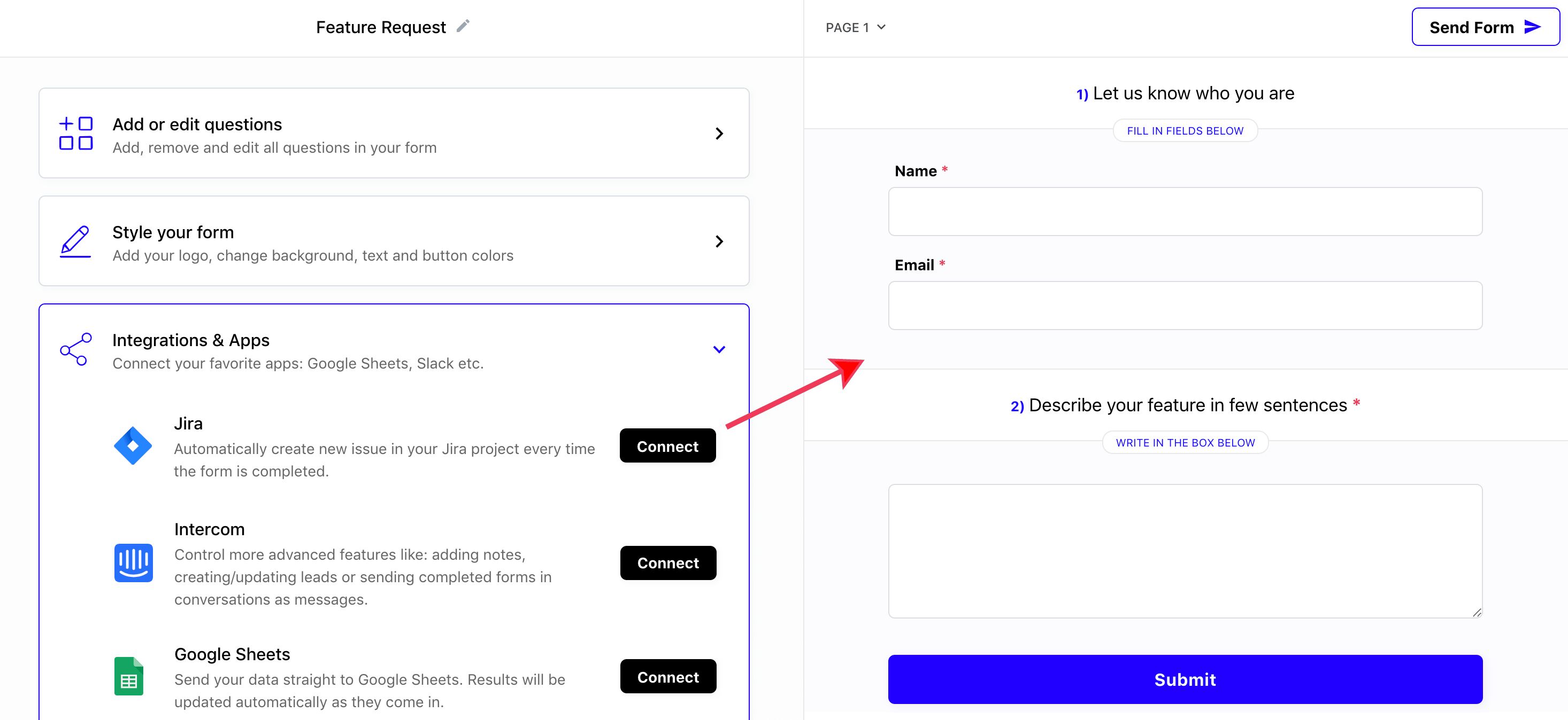 Connect form with Jira