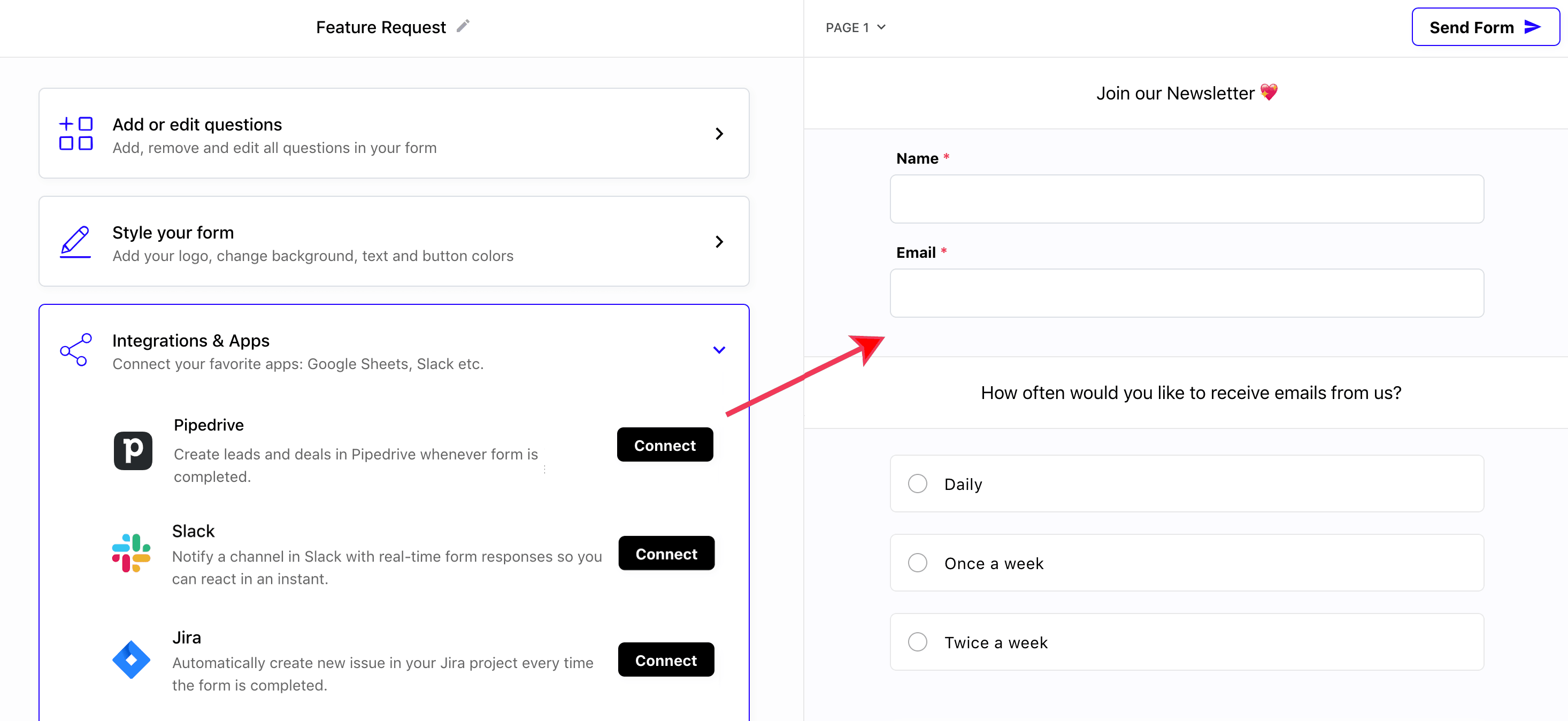Connect forms with Pipedrive