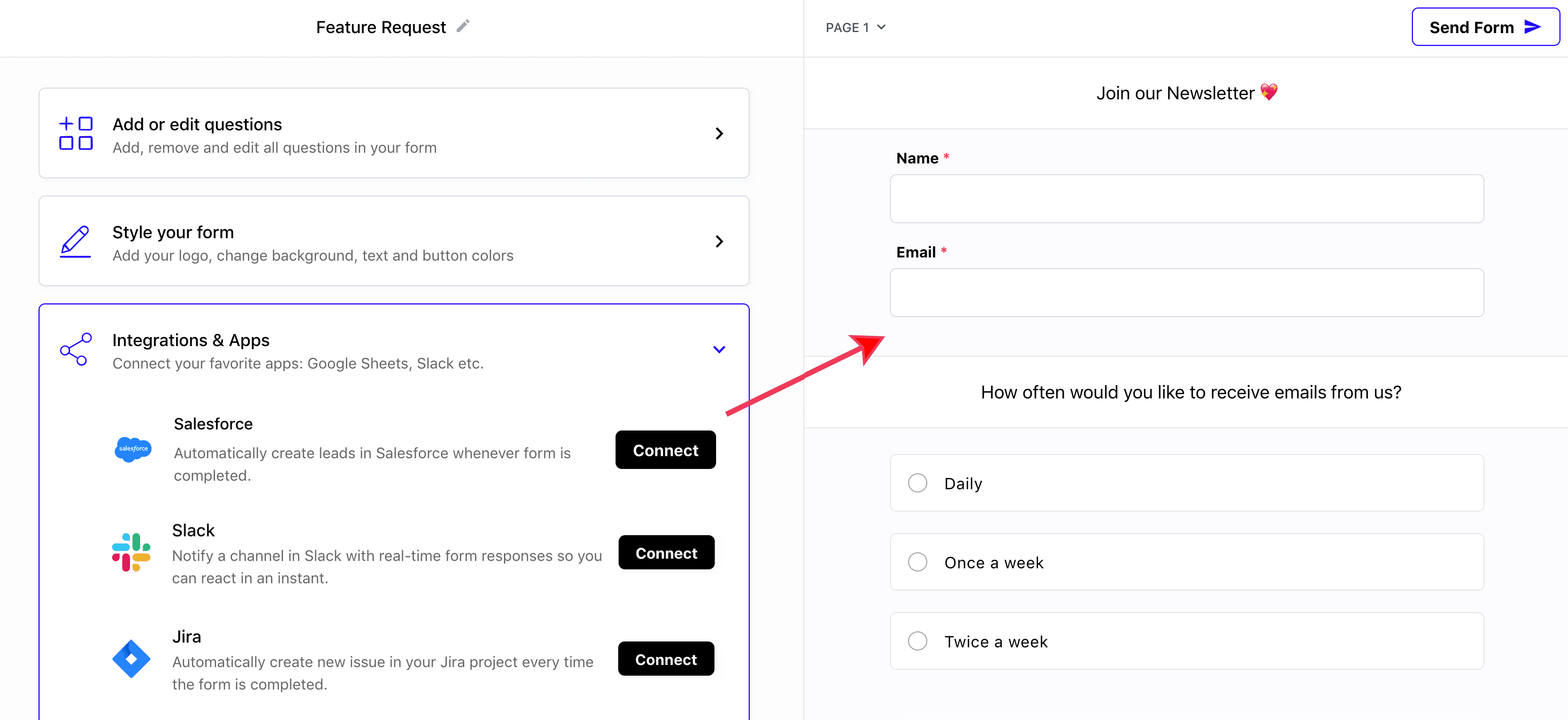 Connect form with Salesforce