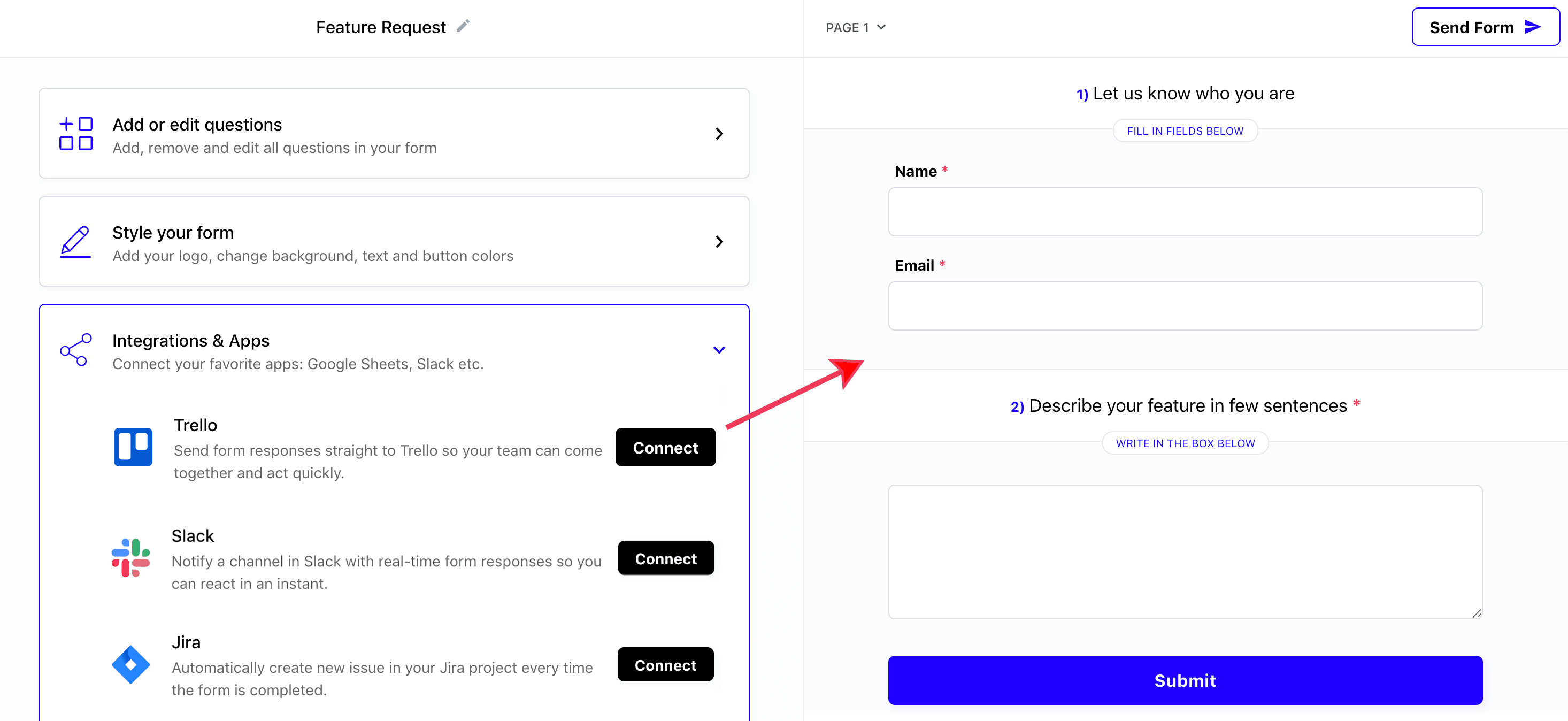 Connect form with Trello